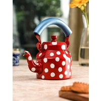 Kaushalam Handbemalter Polka Dot Teekessel Rote Teekanne Zum Servieren Von Tee, Weihnachtsgeschenk & Dekor, Kitsch Kunst von Kaushalamcreations