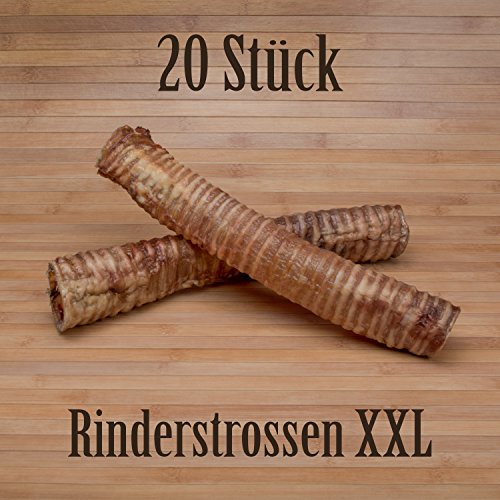 20 Stück Rinderstrossen 30cm Rinderluftröhren Kausnack Kauartikel - wie Pferdestrossen Dörrfleisch von Kauzeit