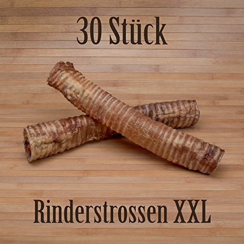 30 Stück Rinderstrossen 30cm Rinderluftröhren Kausnack Kauartikel - wie Pferdestrossen Dörrfleisch von Kauzeit