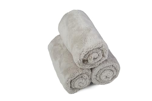 Kavalier Mikrofaser-Handtuch ProClean Set – Plush Perfection 500 L - Große Größe - Zweckmäßige Reinigung - Langlebig, Sanft und Pflegeleicht - 41x61 cm - 500 GSM - 3er Pack - Grau von Kavalier