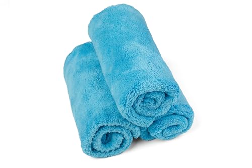 Kavalier ProClean Plush Perfection 500 Mikrofaser-Handtuch - Ultra-Dicht 500 GSM - 41x41cm - Effektive Reinigung & Detailarbeit - 3er Set - Blau - Ideal für Auto & Zuhause von Kavalier