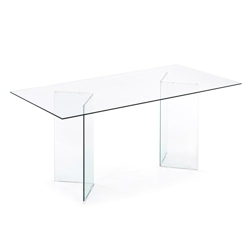 Transparenter Tisch aus gehärtetem Glas, 180 x 77,5 x 90 cm. von Kave Home