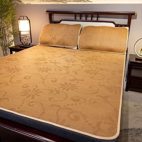 Kavenza Falten Bambus-Bettmatte, Sommer Schlafmatte Bambus, Faltbare kühlmatratze, rutschfest Atmungsaktiv, Für Einzel-doppelbett-schulfamilie, Verschiedene Spezifikationen, Braun(Color B,150cm) von Kavenza