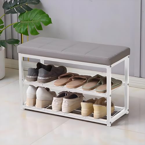 Kavenza Schuhbank Schuhregal, Mit Stauraum Sitzbank Polsterbank Sitzbank Flur Schuhbank Mit Sitzfläche Schuhregal Mit Tragfähigkeit 150 Kg, Mit SitzfläChe 90x30x45cm(Gray,35.4"(90cm)) von Kavenza