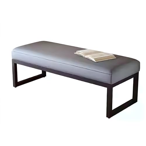 Sitzbank Polsterbank, Schuhbank Mit Stahlbeine, Schuhbank Mit Sitzfläche, Bettbank Garderobenbank, Sitzbank Schlafzimmer Für Schlafzimmer, Wohnzimmer, Flur, 100 X 38 X 40 Cm(Gray,47.2"(120cm)) von Kavenza
