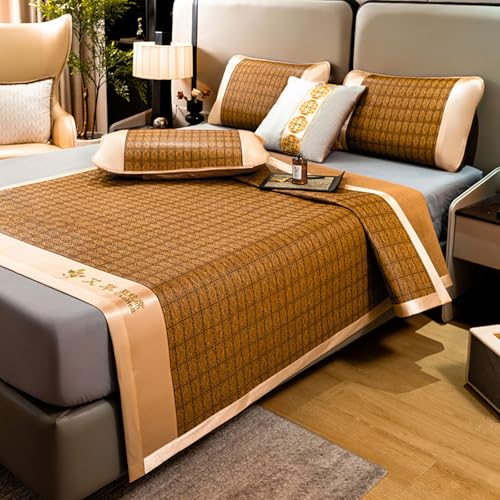 Sommer Schlafmatte Bambus, Faltbare Bambus-kühlmatratze, Atmungsaktive Karbonisierte Mahjong-bambusmatte, Rattan Matte, Kühlendes Bett Für Zuhause, Schule, Schlafsaal, Braun(Color C,180cm) von Kavenza