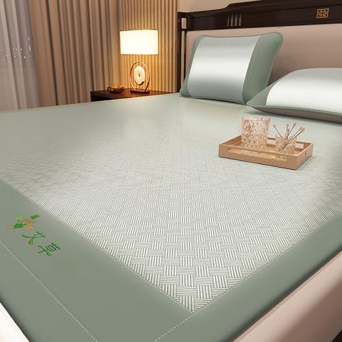 Sommer Schlafmatte Bambus, Faltbare Bambus-kühlmatratze, Atmungsaktive Karbonisierte Mahjong-bambusmatte, rutschfest Atmungsaktiv, Für Einzel-doppelbett-schulfamilie, Sommerbettwäsche(Gray,150cm) von Kavenza