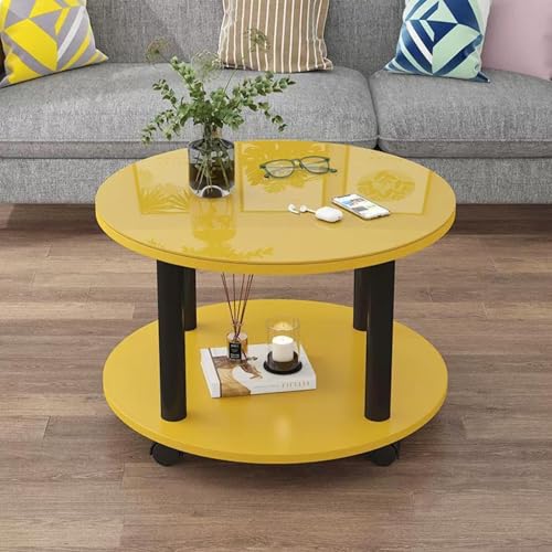 Couchtisch Mit Stauraum, Runder Couchtisch Aus Glas, Couchtisch Mit Glasplatte, Wohnzimmertisch Mit Rollen, Moderner Couchtisch Mit 2 Ebenen, Mode Schmiedeeisen Wohnzimmertisch, Kleiner Beistelltisch( von Kaverno