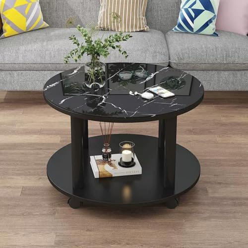 Couchtisch Mit Stauraum, Runder Couchtisch Aus Glas, Couchtisch Mit Glasplatte, Wohnzimmertisch Mit Rollen, Moderner Couchtisch Mit 2 Ebenen, Mode Schmiedeeisen Wohnzimmertisch, Kleiner Beistelltisch( von Kaverno
