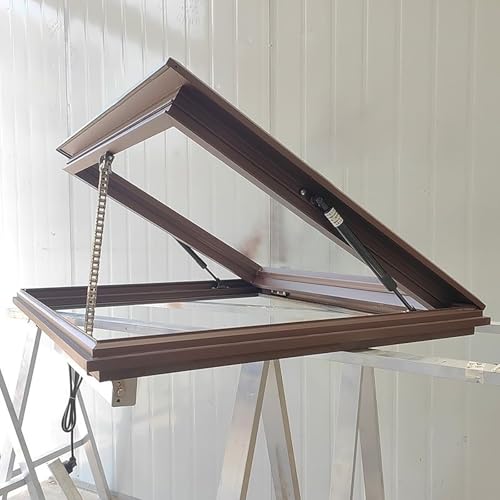 Dachfenster Mit Sonnenschutzfolie Und Handschuhen, Horizontales Lichtfenster Für Flach- Oder Schrägdach, Anpassbares Oberlicht Mit Gasdruckfeder Für Flur Oder Wintergarten(LxW 100x70cm/39.4x27.6in) von Kaverno