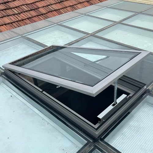 Kaverno Dachfenster Mit Sonnenschutzfolie Und Handschuhen, Aluminium-Sichtfenster, Lichtschacht Für Schräg- Oder Flachdach, Kleine Anpassbare Fenster Für Wintergarten(Gray,LxW 95x55cm/37.4x21.7in) von Kaverno