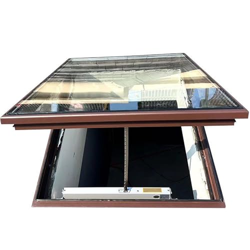 Kaverno Dachfenster Mit Sonnenschutzfolie Und Handschuhen, Dachausstieg Mit Verstärktem Glas, Anpassbares Oberlicht Mit Gasdruckfeder Für Flur, Wintergarten, Keller(Brown,LxW 90x60cm/35.4x23.6in) von Kaverno