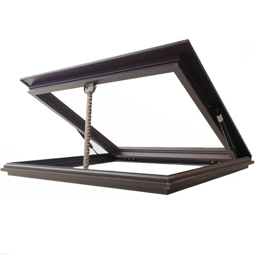 Kaverno Dachfenster Mit Sonnenschutzfolie Und Handschuhen, Lichtschacht Für Schräg- Oder Flachdach, Anpassbare Dachluke Mit Doppeltem Gehärtetem Glas Für Keller(Brown,LxW 90x70cm/35.4x27.6in) von Kaverno