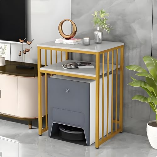 Kaverno Roboterstaubsauger Regal Mit Steinplatte, Aufbewahrungsregal Für Zuhause, Versteckte Offene Regale Mit Verstellbaren Füßen Für Wohnzimmer, Schlafzimmer, Küche(Gold,60 * 40 * 83cm) von Kaverno
