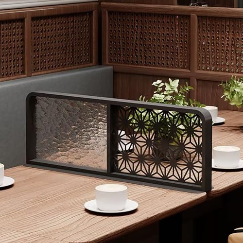 Kaverno Trennwände for Essbereiche, Eisenteiler for Essbereiche Schreibtisch Arbeitsplatte, Niedriger Zaun Esszimmer-Trennwand Aus Glas für Büro, Hotel, Bar, Schlafzimmer(Black,100 * 60cm) von Kaverno