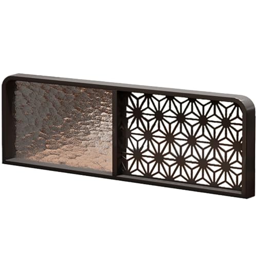 Kaverno Trennwände for Essbereiche, Eisenteiler for Essbereiche Schreibtisch Arbeitsplatte, Niedriger Zaun Esszimmer-Trennwand Aus Glas für Büro, Hotel, Bar, Schlafzimmer(Black-B,110 * 30cm) von Kaverno