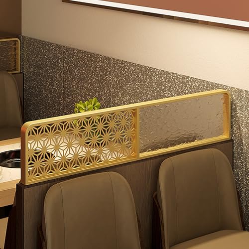 Kaverno Trennwände for Essbereiche, Eisenteiler for Essbereiche Schreibtisch Arbeitsplatte, Niedriger Zaun Esszimmer-Trennwand Aus Glas für Büro, Hotel, Bar, Schlafzimmer(Gold-B,110 * 50cm) von Kaverno