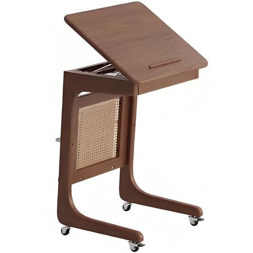 Massivholz Roboterstaubsauger Schrank Mit Rattanregal, Moderner Organizer Mit Rollen, Dreifach Verstellbares Verstecktes Aufbewahrungsregal Für Wohnzimmer, Schlafzimmer, Küche(Brown,60cm/23.6") von Kaverno