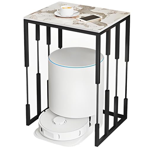 Modernes Staubsauger Aufbewahrungsregal mit Schieferplatte, Heim-Roboter Aufbewahrungsregal, Doppelstöckiges Roboter Staubsauger Regal für Flur, Wohnzimmer, Schlafzimmer(Brown+Black,40 * 40 * 70cm) von Kaverno