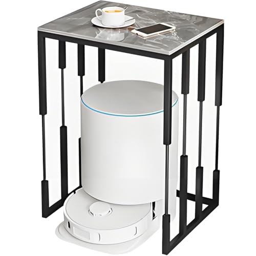 Modernes Staubsauger Aufbewahrungsregal mit Schieferplatte, Heim-Roboter Aufbewahrungsregal, Doppelstöckiges Roboter Staubsauger Regal für Flur, Wohnzimmer, Schlafzimmer(Gray+Black,40 * 40 * 70cm) von Kaverno