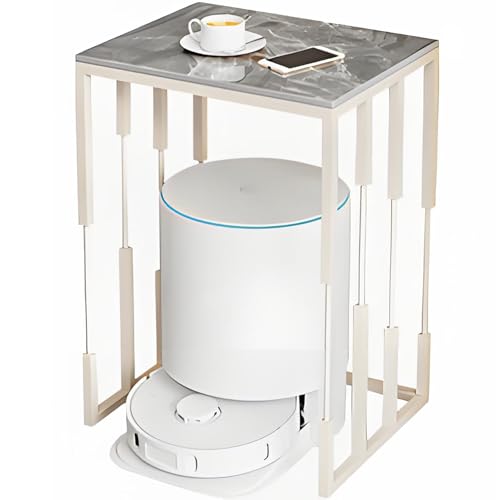 Modernes Staubsauger Aufbewahrungsregal mit Schieferplatte, Heim-Roboter Aufbewahrungsregal, Doppelstöckiges Roboter Staubsauger Regal für Flur, Wohnzimmer, Schlafzimmer(Gray+White,40 * 60 * 70cm) von Kaverno