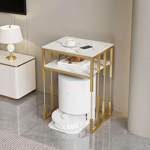 Modernes Staubsauger Aufbewahrungsregal mit Schieferplatte, Heim-Roboter Aufbewahrungsregal, Doppelstöckiges Roboter Staubsauger Regal für Flur, Wohnzimmer, Schlafzimmer(Light Gray+Gold,2-layer50cm) Modernes Staubsauger Aufbewahrungsregal mit Schieferplatte, Heim-Roboter Aufbewahrungsregal, Doppelstöckiges Roboter Staubsauger Regal für Flur, Wohnzimmer, Schlafzimmer(Light Gray+Gold,2-layer50cm) von Kaverno