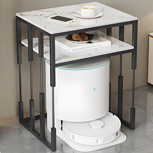 Modernes Staubsauger Aufbewahrungsregal mit Schieferplatte, Heim-Roboter Aufbewahrungsregal, Doppelstöckiges Roboter Staubsauger Regal für Flur, Wohnzimmer, Schlafzimmer(Orange+Black,2-layer60cm) von Kaverno