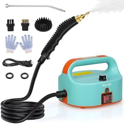 Kavolet 1500 W Dampfreiniger, Hochtemperatur Hochdruck Hand-Reinigungsdampfer, tragbarer Mehrzweckreiniger, 3,5 Bar Steam Cleaner mit 3 Bürstenköpfen für Zuhause, Küchen, Teppiche, Glas, Sofa von Kavolet