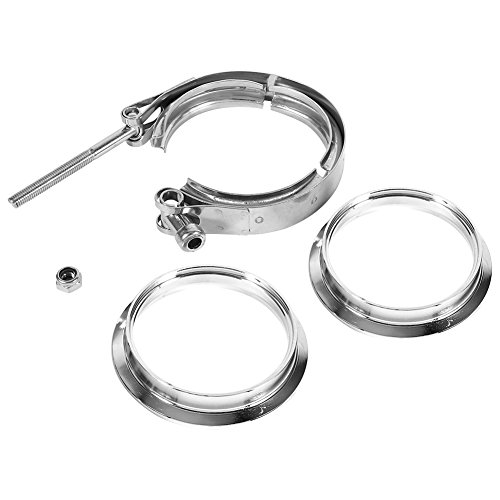 Kavolet 3 Zoll Edelstahl-V-Bandklemme Flansch Set für Turbo-Abgasrohr, V-Band-Auspuff für den Maximalen Durchfluss, Einfache Installation und Entfernung von Kavolet