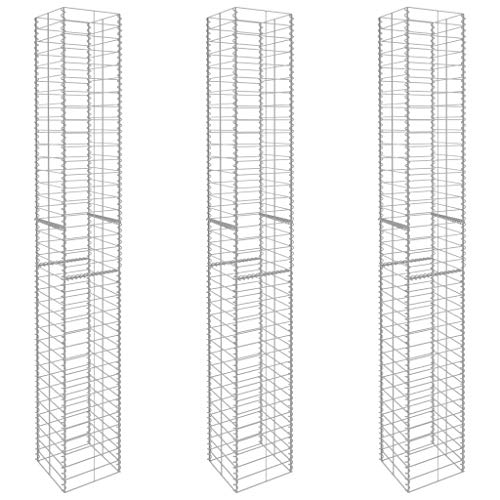 Kavolet 3X Gabionenkörbe Verzinkter Stahl 25 x 25 x 197 cm Metall-Steinkorb Steingabione Mauer Drahtkorb Wand Gabione Steingabionen Gabionen Säule Säulen Säulengabione von Kavolet