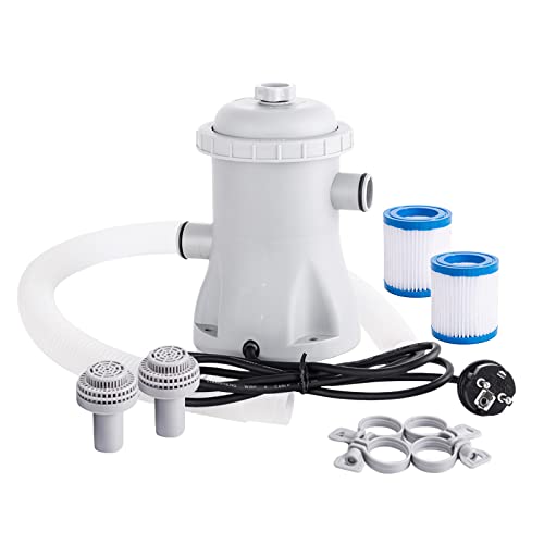 Kavolet Filterpumpe 16W Poolfilterpumpe 330 GPH Planschbecken elektrische Wasserpumpe mit 2 Poolfilterkartuschen Poolpumpe oberirdisch kleine Kartuschenfilteranlage von Kavolet