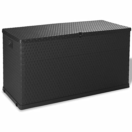 Kavolet Garten-Aufbewahrungsbox Gartenbox Auflagenbox Kissenbox Gartentruhe Wasserdicht Balkon Truhe Anthrazit 120x56x63 cm PP Rattan von Kavolet