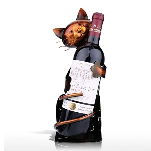 Kavolet Weinflaschenhalter aus Metall, Weinflaschenhalter in Katzenform, Weintablett aus Metall, praktische Skulpturen für die Innendekoration, Katze, Handwerk, Dekoration für Zuhause von Kavolet