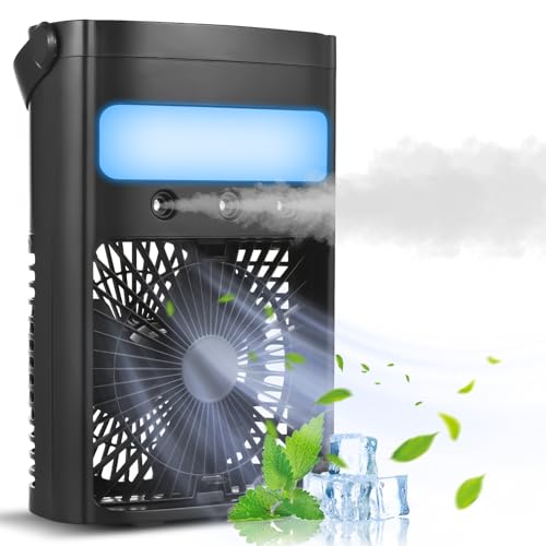 Kavolet Klimaanlage Mobil, Tragbarer Kühlventilator, 700 ml Luftkühler mit 7-farbigem LED-Licht, 2/4 Stunden-Timer, 3 Windgeschwindigkeiten und 3 Luftbefeuchter-Sprühmodi Kavolet Klimaanlage Mobil, Tragbarer Kühlventilator, 700 ml Luftkühler mit 7-farbigem LED-Licht, 2/4 Stunden-Timer, 3 Windgeschwindigkeiten und 3 Luftbefeuchter-Sprühmodi von Kavolet