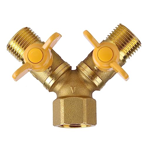 Kavolet Messing 2 -Wege -Tap -Adapter, Dual -Tap -Anschluss, Doppelhahnanschluss, G1/2 -Messinggartenbewässerung, EIN/Aus -Ventile, Feste Messingkonstruktion Zur Verhütung von Leckagen, von Kavolet