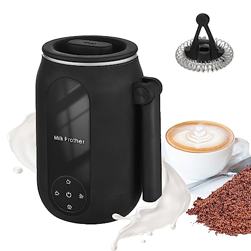 Kavolet Milchaufschäumer Elektrisch, 450mL Milchschäumer, 4-in-1 Milchschäumer elektrisch mit drehbarem Griff, für Heißer/Kalter Milchschaum,Kaffee,Cappuccino,Kakao - Antihaftbeschichtung - Schwarz von Kavolet