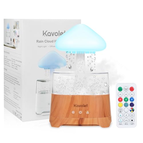 Kavolet Raining Cloud Luftbefeuchter, 450 ml Ätherisches Öl Diffusor, Regen Wolke Luftbefeuchter, USB Aromatherapie Diffusor mit 7 Farben LED-Leuchten für Home Office von Kavolet