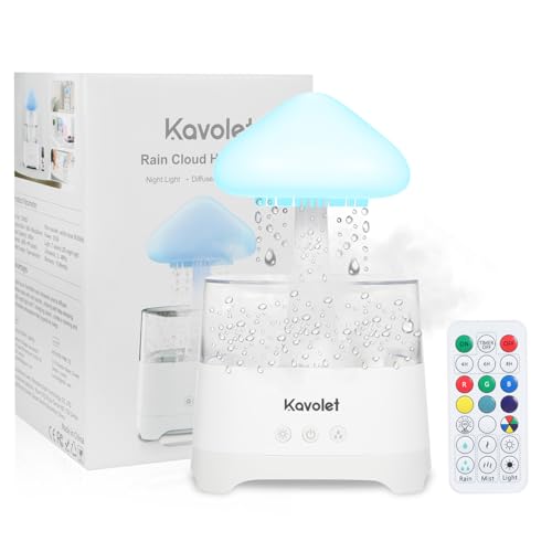 Kavolet Raining Cloud Luftbefeuchter, 450 ml Ätherisches Öl Diffusor, Regen Wolke Luftbefeuchter, USB Aromatherapie Diffusor mit 7 Farben LED-Leuchten für Home Office von Kavolet