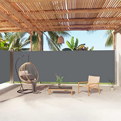Kavolet Seitenmarkise 200x1000 cm Markise Ausziehbare in Anthrazit, Blickdicht Sichtschutz für Garten Balkon & Terrasse Seitenrollo Sonnenschutz Windschutz Wasserdicht Balkonfächer Vertikalmarkise von Kavolet