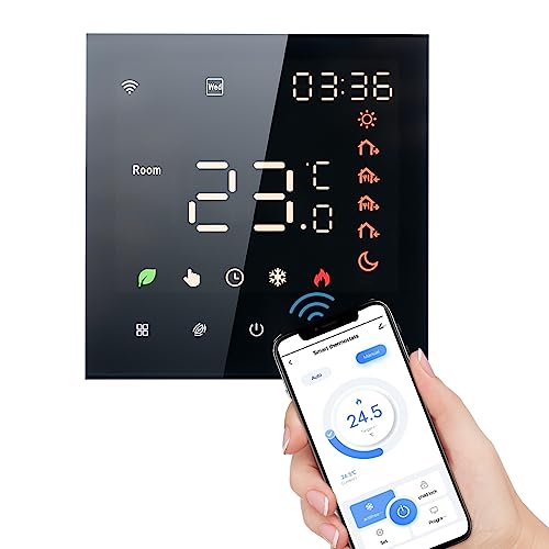 Kavolet Tuya Smart Wi-Fi-Thermostat, Sprachsteuerung, 3 A, für Warmwasserbereitung, digital programmierbarer LCD-Display-Touchscreen-Temperaturregler, kompatibel mit Amazon Google Home von Kavolet