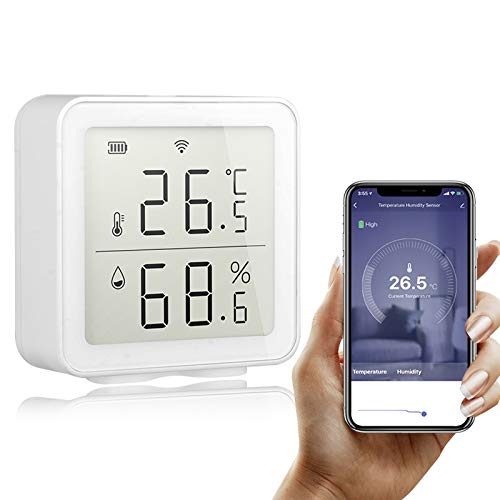 Kavolet Tuya WiFi Drahtloser Temperatursensor, WiFi Temperatur Feuchtigkeits Monitor, Drahtloses Indoor Hygrometer Thermometer, Heimautomatisierungs-Szenensystem, Kompatibel mit Alexa von Kavolet