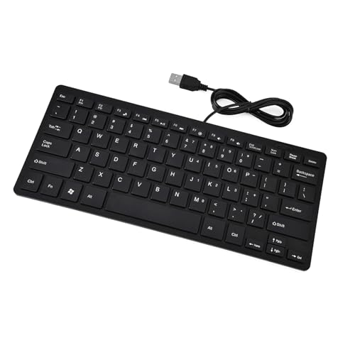 Ultradünne 78-Tasten-USB-Kabeltastatur mit Hoher Empfindlichkeit für Desktop-Laptop-PC-Home-Office-Gaming (Schwarz) von Kavolet