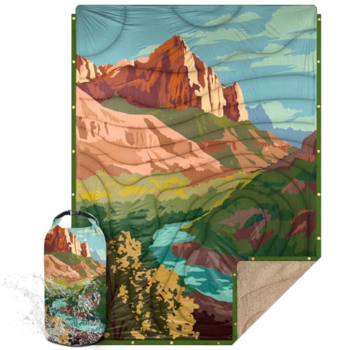 KawaGebo Kamp Campingdecke Outdoor I Reisedecke Ultraleicht Verstaubar I Camping Thermodecke Wasserabweisend Für Wandern, Reisen, Hängematte,Van, Flugzeug Decke I Thermal Sherpa & Ripstop,200x145cm von KawaGebo Kamp