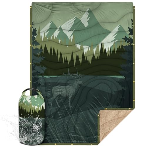 KawaGebo Kamp Campingdecke Ultraleicht Warm I Outdoor Reisedecke verstaubar I Camping Decke wasserabweisend für Wandern, Reisen, Hängematte,Van, Flugzeug DeckeI Thermal Sherpa & Ripstop,200x145cm von KawaGebo Kamp