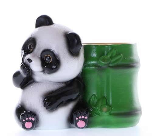 Kawaii-Story DH-002 Panda Bambus Stifthalter Übertopf Topf für Zimmerpflanzen Sukkulenten Gartenfigur Tier Skulptur Dekoration 11x6,5x10cm von Kawaii-Story