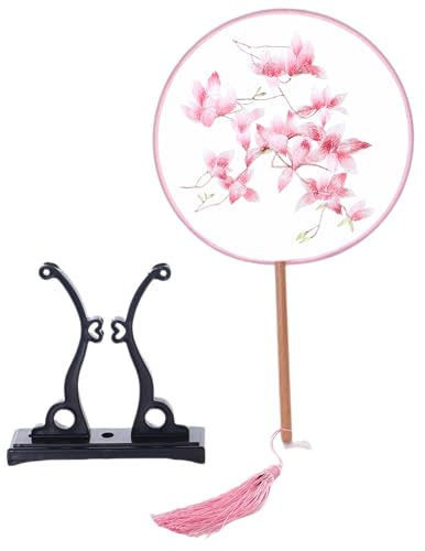 Kawaii-Story F-026 Traditional rund bestickter chinesischer Stoff Handfächer Holzgriff Quaste, Dekoration Fächer Ständer, Hanfu-Accessoire Blumen rosa Kawaii-Story F-026 Traditional rund bestickter chinesischer Stoff Handfächer Holzgriff Quaste, Dekoration Fächer Ständer, Hanfu-Accessoire Blumen rosa von Kawaii-Story