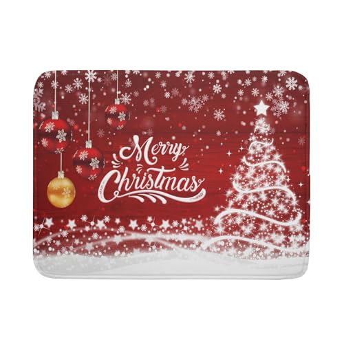 Abtropfmatte für Küchentheke, Winter, Schneeflocke, Kiefer, schnell saugfähig, rot, 45,7 x 61 cm, Weihnachtsdekoration, Geschirrunterlage, Abtropfgestell, Urlaubsdekoration von Kawani