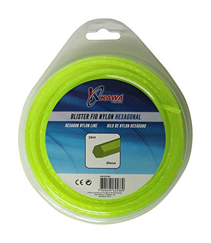 Kawapower KW100-83 Nylonfaden für Rasentrimmer 4MM 15MT Sechskant von Kawapower