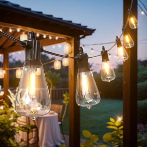 Kawaya LED Lichterkette Außen Strom 15M Garten Lichterkette Aussen IP65 Wasserdicht mit 25+2 Bruchsicher Glühbirnen Warmweiss Aussen Lichterketten für Outdoor Balkon Hof Hochzeit Terrasse Party von Kawaya