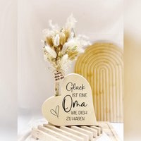 Oma Geschenk | Holz Herz Trockenblumenstrauss Geburtstagsgeschenk Enkelkind Geschenkidee von KaweikaDesign